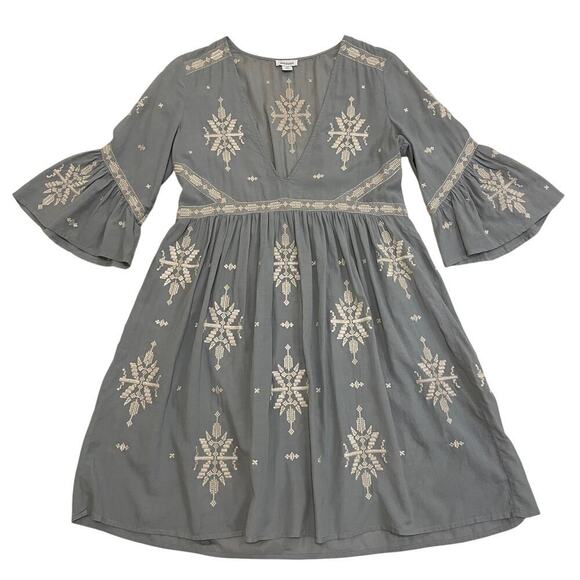 Sundance XS Embroidered Boho Dress | Bell Sleeves, V-Neck Peasant Style Sundress - Picture 1 of 7